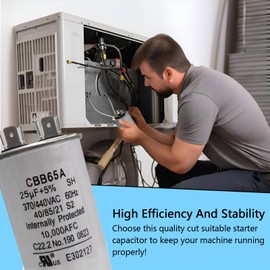 25uF 25MFD 50/60Hz 370VAC 440VAC CBB65 Round Run Start Capacitors for AC Motor Operation, AC Motor Operation, Fan Start, Cooling or Heat Pump Air Conditioning Capacitors.