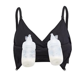 Motherhood Maternity Women's Hands Free Pumping Seamless Nursing Bra, Black, Large