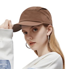 CLAPE Outdoor 5 Panel Cap Men's Waterproof Baseball Cap Women's Quick-Drying Sports Cap Unstructured Baseball Cap UV Protection Visor Cap, ASBH01-Brown