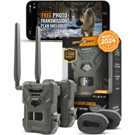 SPYPOINT SPYPOINT Flex-M Twin Pack Cellular Trail Cameras - Best Hunting Accessories, No WiFi Needed, GPS, Night Vision, Dual-Sim LTE, IP65 Water-Resistant Game Camera, 28MP Photos, 720p Videos + Sound (2)