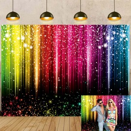 Neon Photo Backdrop Colorful Glitter Photography Background 7x5FT Music Dance Prom Adult Party Decoration Kids Birthday Supplies Photo Booth Props