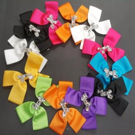 Unbranded 12 piece Large Rhinestone Hair Bow Alligator Clip Boutique Grosgrain Ribbon 5"