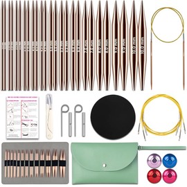 Knitiss Circular Knitting Needles Set, Interchangeable Circular Knitting Needles Set with Case & Accessories, 13 Pairs of 10cm Round Needles from 3.0mm to 10mm