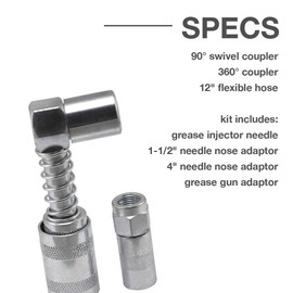 Zerk Fittings Lubrication Aid Tool Kit for Grease Gun