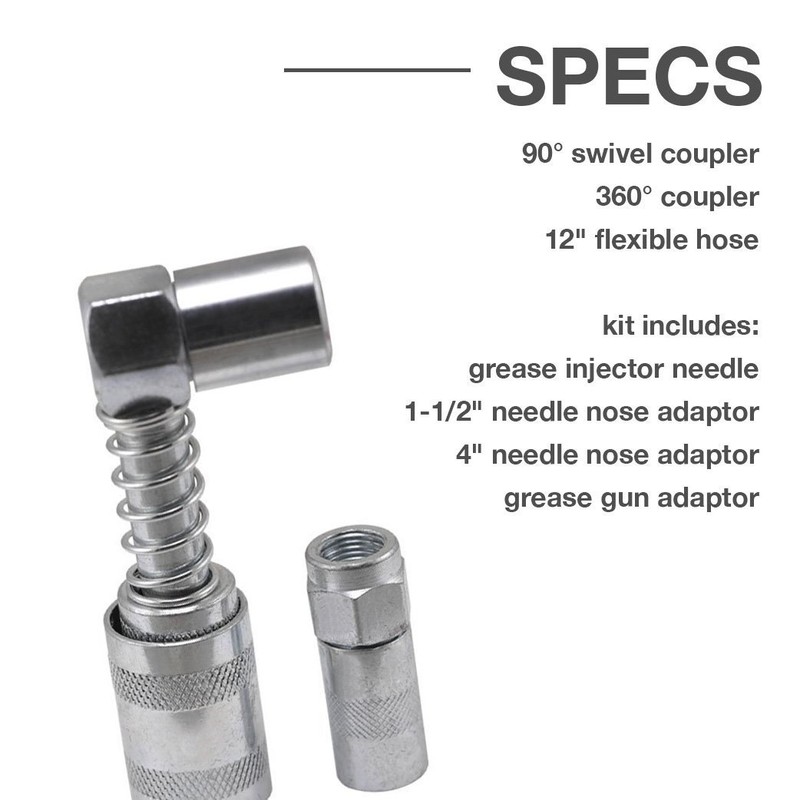 Zerk Fittings Lubrication Aid Tool Kit for Grease Gun