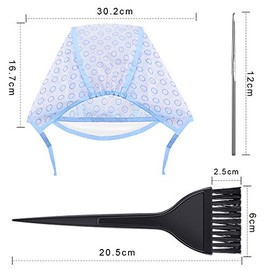 Kiiwah Hair Coloring Highlighting Cap, 2 Hair Disposable Tipping Frosting Cap with 2 Hook and Hair Coloring Brush for Dyeing Hair Salon Home Use