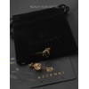 KZZENKI Crown Gold Earrings for Men Black and Gold Stud