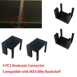 spansee 4 PCS Bookcase Connector Compatible with IKEA Billy Bookshelf, Top Aligner, Bookshelf Aligner Shelf Straightener, Accessories Compatible with IKEA Billy Shelves (Black)