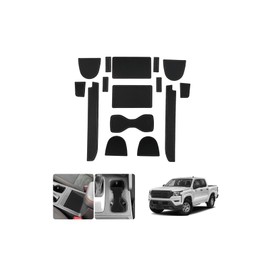LUWU for 2025 2026 Frontier Accessories - for 2022 2023 2024 2025 2026 Nissan Frontier Pickup Truck Door Slot Mats Cup Holder Insert Coaster Center Console Liners Mats Black Trim - 15 PCS/Sets