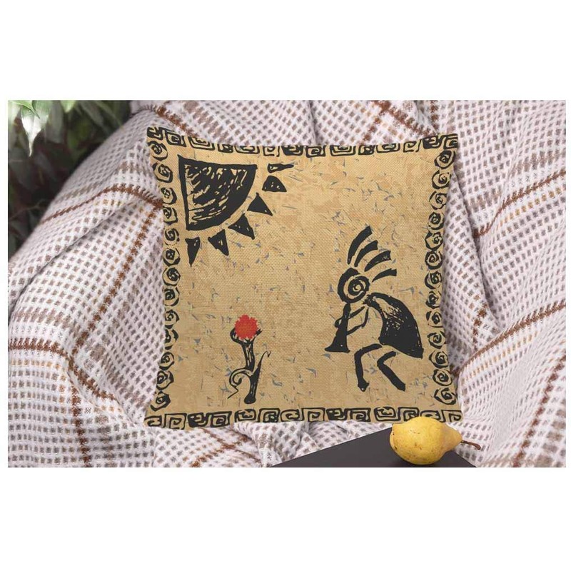 WONDERTIFY Throw Pillow Cover Case Kokopelli Fertility Deity Ethnic African