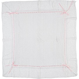 Julius Berger Blanket White Knitted with Belgium Lace - Pink, Blue and White (Pink, One Size)