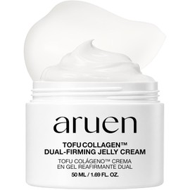 Tofu - Crema de gelatina de colágeno doble reafirmante – 80% leche de soja fermentada + esencia de frijoles + niacinamida – Tensor de la piel de vidrio coreano, hidratante facial diario (1.69 onzas líquidas | 1.7 fl oz)