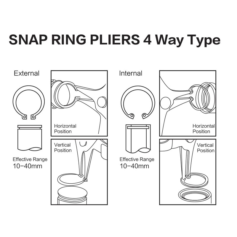 CARBO USA Snap Ring Pliers Set, Dual Uses External Internal,