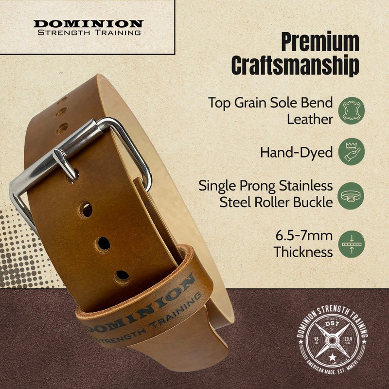 Dominion Strength Training Hand-Dyed Walnut 3 Inch Single Ply Belts