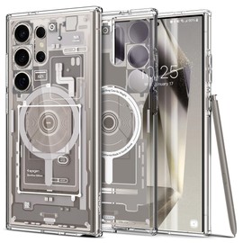 Spigen - Anillo de metal ultra híbrido MagFit diseñado para Galaxy S24 Ultra (2024) [Protección de grado militar] compatible con MagSafe - Zero One Natural Titanium