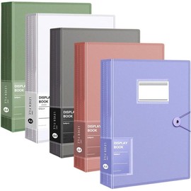 A4 Size File Document Folder Display Presentation Book Report Cover Clear Pockets Pastel Colours Durable Sleeves School Office Business Report Study Paper Storage Organiser (5, Colorful X 30 Pockets)