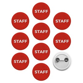 Staff Buttons Pinback - Personnel ID Badge Round for Event Backstage Concert Conference (1 inch, 10 Pcs)