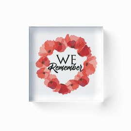 stika.co Red Poppy Wreath Acrylic Block - Remembering Our Heroes - Red Poppy Tribute for Remembrance Day, Anzac Day, Armistice Day