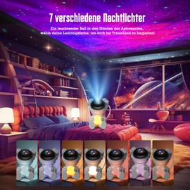 LED Starry Sky Projector, Astronaut Starry Sky Projector Galaxy Night Light, Planetarium Projector with Timer, Remote Control, Bedroom Ceiling Projection Lamp, Gift for Children and Adults