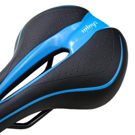 ZHIQIU Bicycle Soft Saddle Bike Color Seat Cushion Saddle Ergonomic Fit for Road Bike Mountain Bike (MTB) and Solid Gear Bike (Black/Blue Hollow)