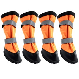 XLYBSST Dog Shoes, Waterproof Non-Slip Dog Boots Paw Protectors for Outdoor, Comfortable Pet Footwear for Medium Large Dogs (Yellow, #4)