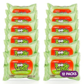 Saline Nose Wipes by Boogie, for Baby & Kids, Face, Hand & Body, Made with Vitamin E, Aloe, and Natural Saline, Fresh Scent, 30 Count (Pack of 12)