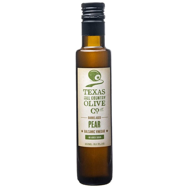 Terra Verde Pear Balsamic Vinegar - Gourmet Barrel Aged Infused Balsamic Vinegar - Great for Dressing Dipping Glazing - No Artificial Flavors or Added Sugar - Made in Texas (8.5 oz)
