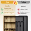 Kiasthome Acacia Wood Silverware Drawer Organizer, Kitchen Utensil Cutlery Drawer