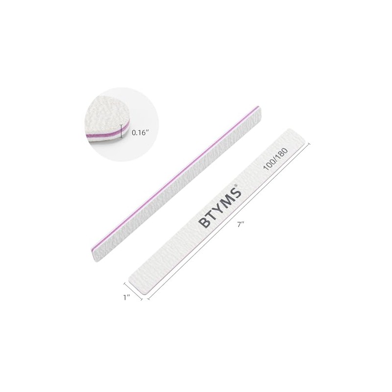 BTYMS 30 unidades de limas de uñas de grano 100/180