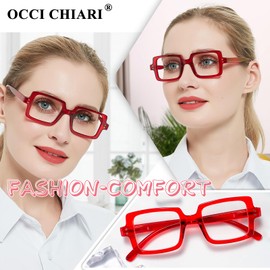 OCCI CHIARI Red Reading Glasses 1.50 Womens Trendy Designer Reader 150(1.0 1.25 1.5 1.75 2.0 2.25 2.5 2.75 3.0 3.5 4.0 5.0 6.0)
