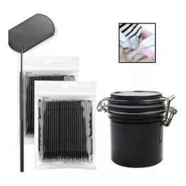 Mouyic 200 Microbrush Extension Pestañas + Espejo + Contenedor