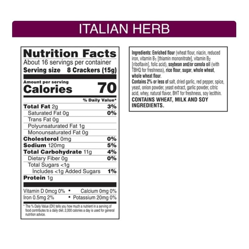 Generic Toasteds Italian Herb Flatbreads 2x 8.7oz Boxes. (Formerly Kellogg's