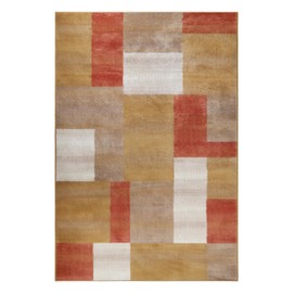 Superior Indoor Area Rug, Jute Backing, Modern Plush Rugs for Entryway, Kitchen Floors, Office Floor Cover, Color Block Rugs, Clifton Collection, 4' x 6', Ginger