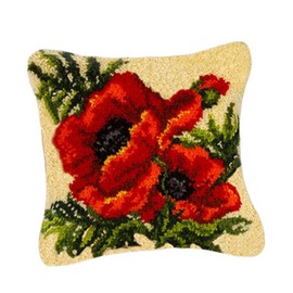 DIY Latch Hook Kits Cute Flowers Cushion DIY Craft for Beginner Adults, Flower 7