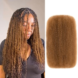 Afro Kinkys Bulk Human Hair, 20 inch Soft 4C Afro Kinky-Curly Human Hair Bulk for Twist Dreadlocks Extensions Repair Locs #30 Brown 50 Gram 1 Pack (30#, 20 inch)