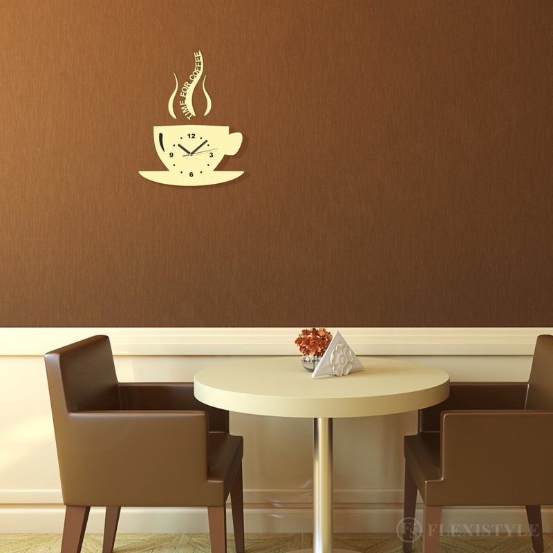 Modern Kitchen Wall Clock, Cup