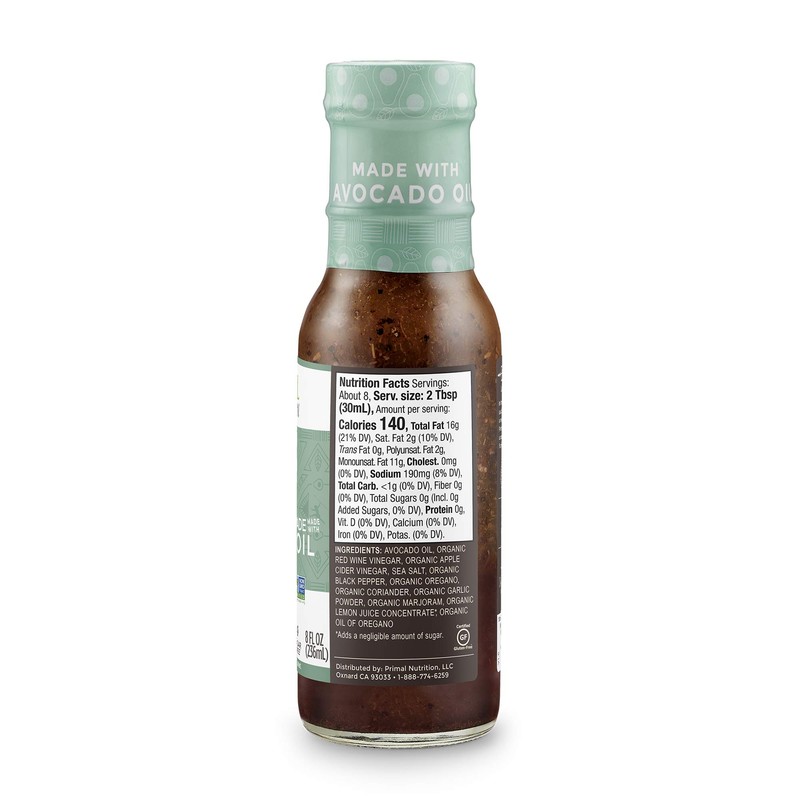Primal Kitchen Italian Dressing, Balsamic Vinaigrette, and Greek Dressing &