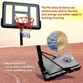 Tymyp Adjustable Basketball Hoop 4.9-10 ft, Basketball Portable Hoops & Goals, 44IN Basketball Stage Mechanism with Shatterproof Support, Rolling Base for Adults and Teenagers