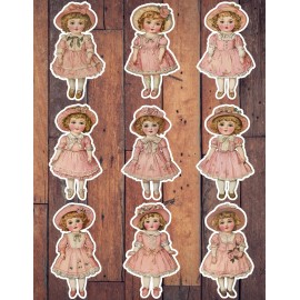 Unbranded Vintage Style Doll Die Cut Vinyl Stickers Set Scrapbooking Laptop Waterbottle