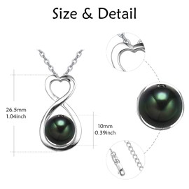 AENEAS Black Pearl Necklace Sterling Silver Infinity Necklace Single Pearl Necklace Pearl Pendant Jewellery Gifts for Women
