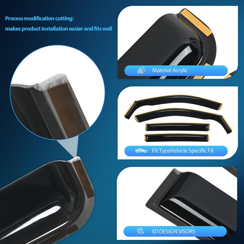 Nilight in Channel Durable Rain Guards for Toyota RAV4 2019