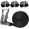 【4PCS】 1"×15‘ Stainless Steel Heavy Duty Tie Down Strap| S-Hook/Carabiner/Double