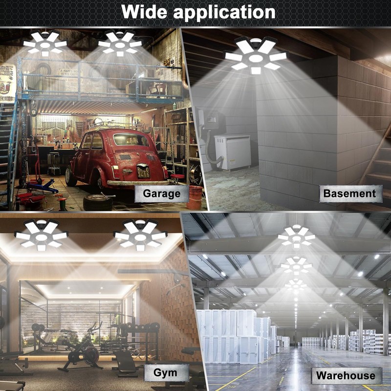 4 Pack LED Garage Light, 240W 24000LM 6500K LED Shop