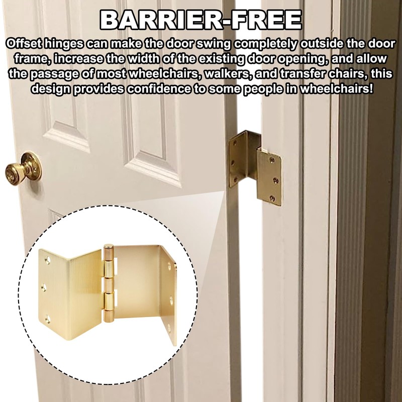 Handicap Expandable Door Hinges, Offset Hinges for Doors 3.5 in
