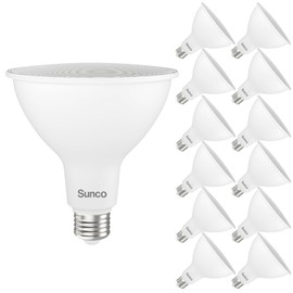 Sunco 12 Pack Outdoor Flood Light Bulbs, PAR38 LED Flood Lights Waterproof, 1800 LM, 15W (150W Equivalent), 5000K Daylight, Dimmable, E26 Base, Wet Rated UL.