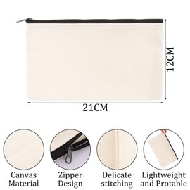 ASelected 20 Pack Zipper Blank Cloth Bags DIY Blank Cloth Bags Pencil Cases Painting Bags Cloth Bags Painting Bags Multi-purpose Linen Bags for Travel DIY Craft School