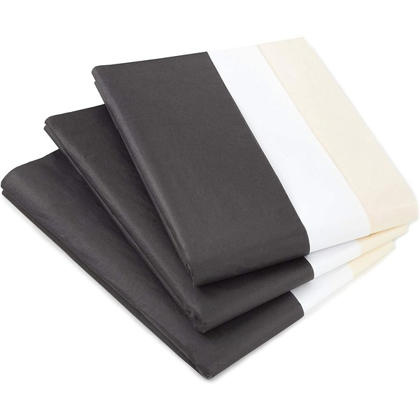 Hallmark White, Black and Ivory Bulk Tissue Paper (120 Sheets) for Gift Bags, Weddings, Graduations, Valentine's Day, Christmas