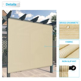 Patio Paradise 8' x 16' Pergola Canopy Replacement Cover Shade Cloth with Grommets Weighted Rods Outdoor Sun Shade Screen UV Block for Gazebo Backyard Deck Porch Balcony, Beige