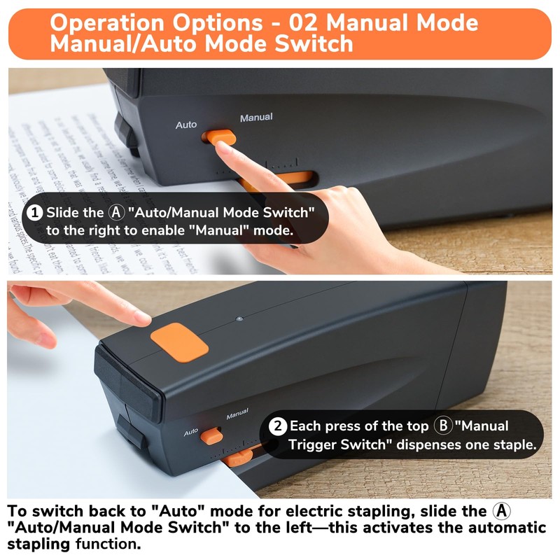 Rechargeable Electric Stapler, 25 Sheet Capacity, Quiet Operation, Jam-Free and