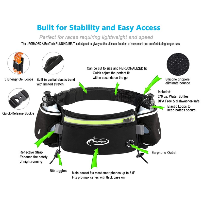 AiRunTech Hydration Running Belt with Water Bottle,Running Fanny Pack for